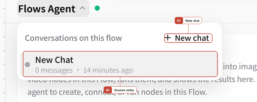 Screenshot of FlowWall AI tutorial: Switch the conversation under the current Flows