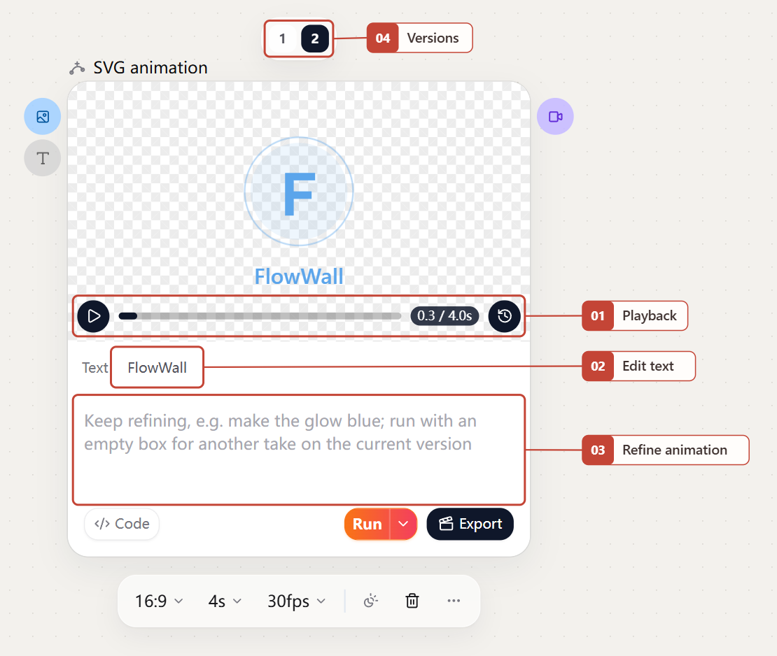 SVG animation preview and version switching