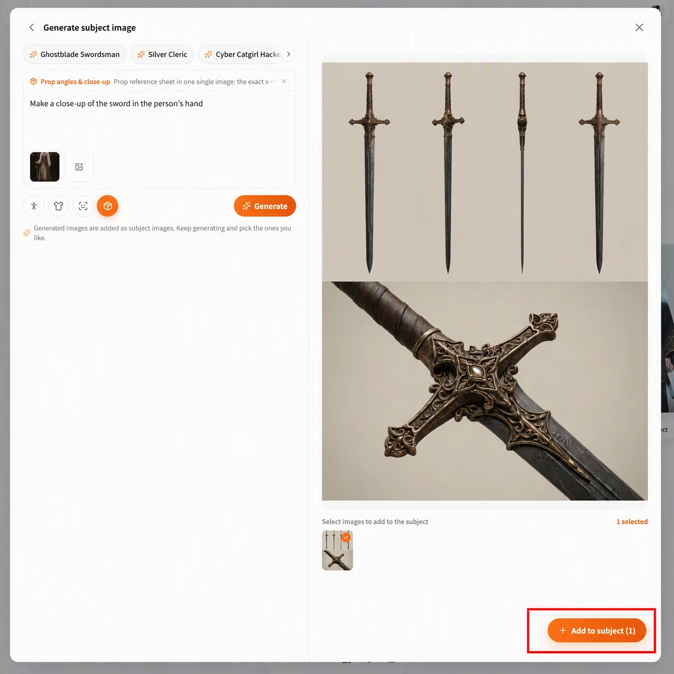 Screenshot of FlowWall AI tutorial: Add generated image to body