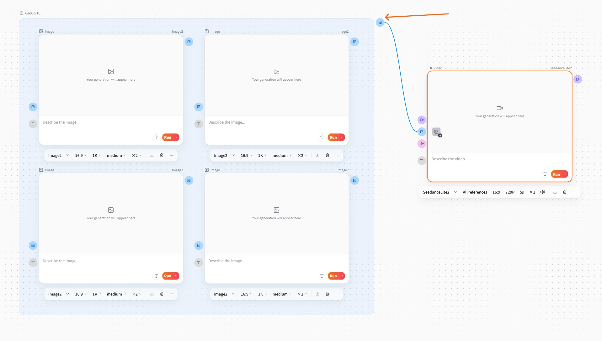 Screenshot of FlowWall AI tutorial: batch connection of nodes in the group