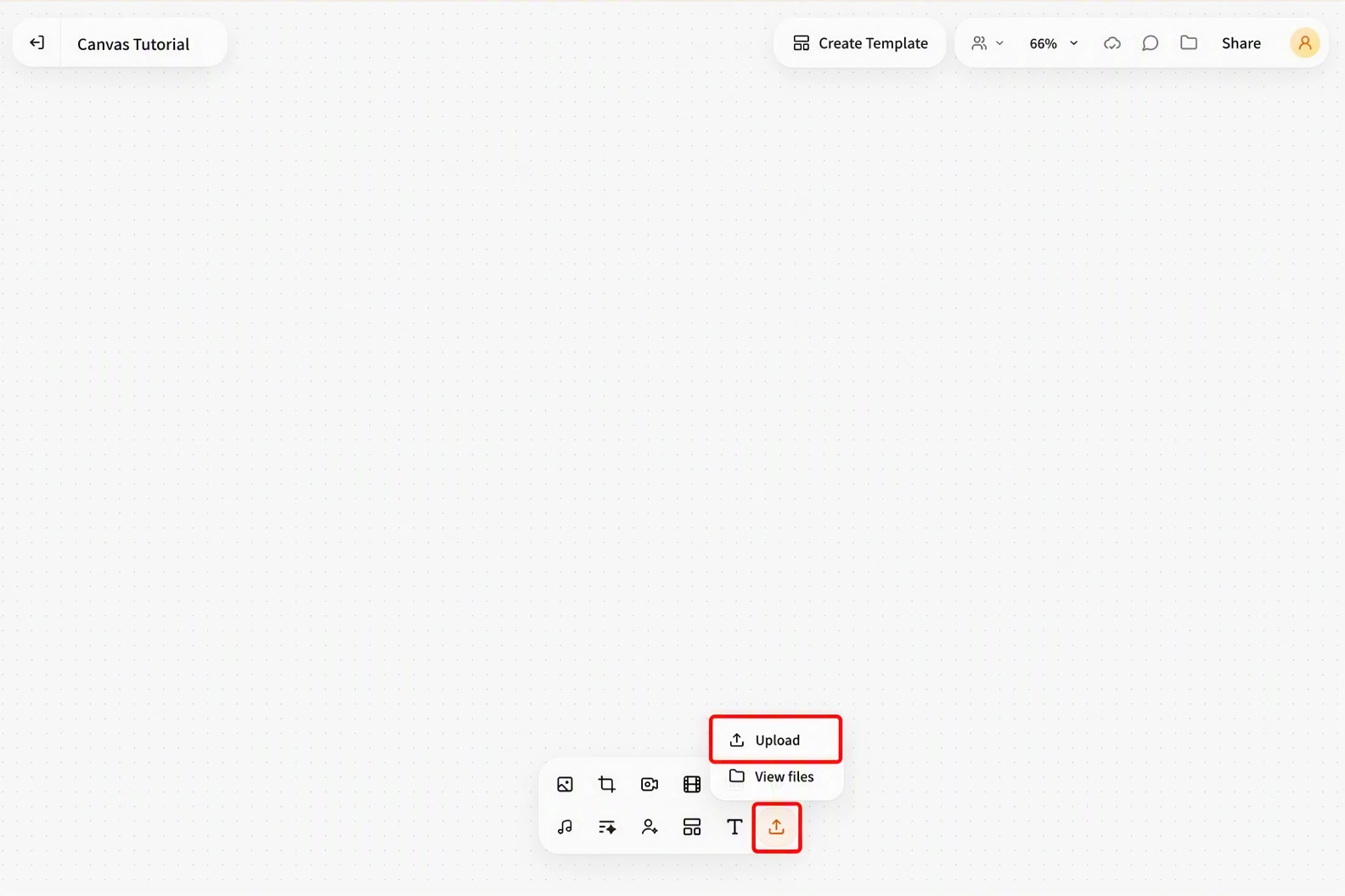 Screenshot of FlowWall AI tutorial: Upload local files from canvas