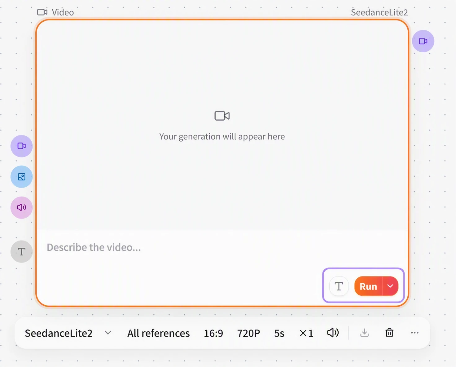 Screenshot of FlowWall AI tutorial: Click "Run" to start generation