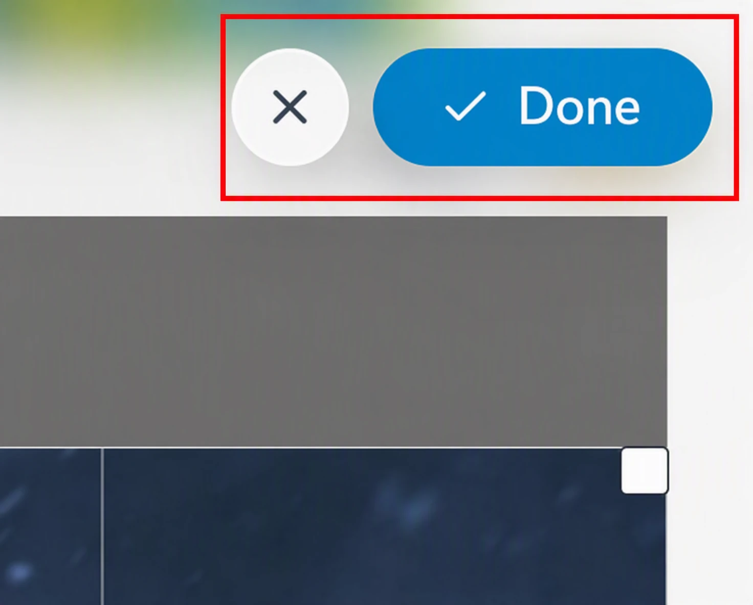 FlowWall AI tutorial screenshot: Click "Done" to save the crop. Click "×" to abandon cropping