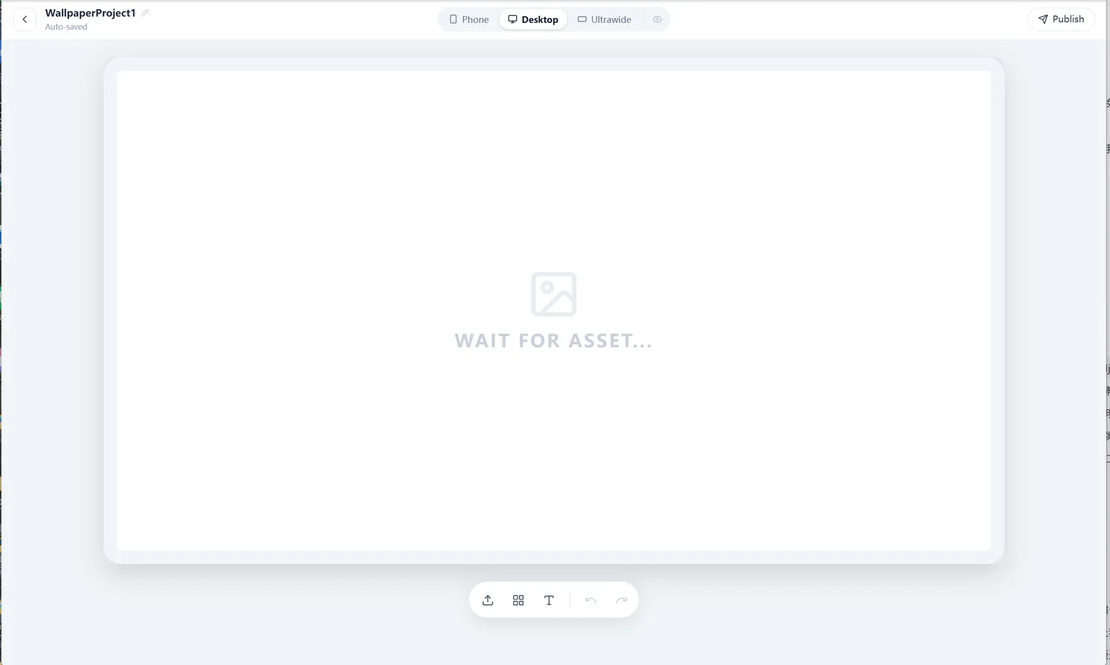Phone, Desktop, Ultrawide, Upload, Components and Text Tools in Wallpaper Editor