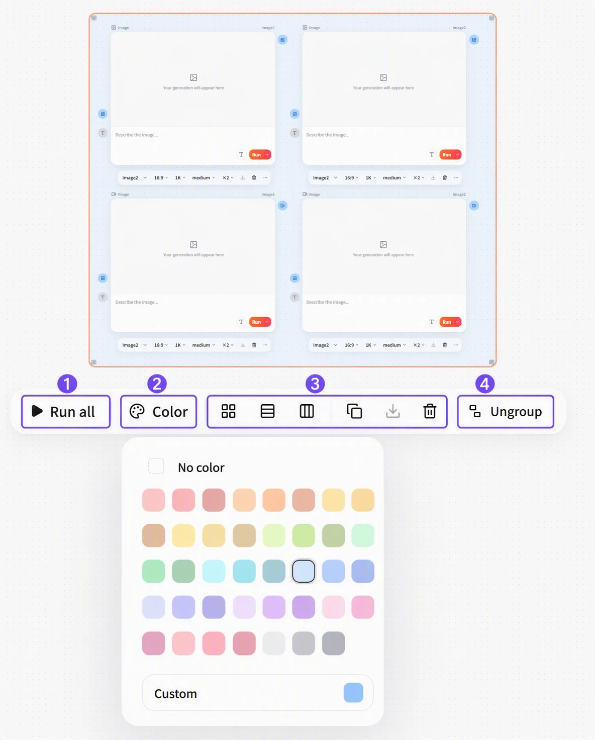 Screenshot of FlowWall AI tutorial: batch operations after grouping