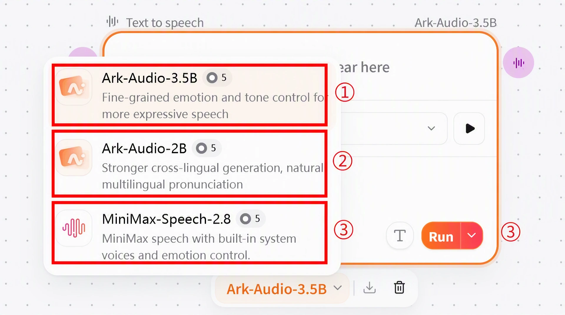 Screenshot of FlowWall AI tutorial: Selecting a speech model