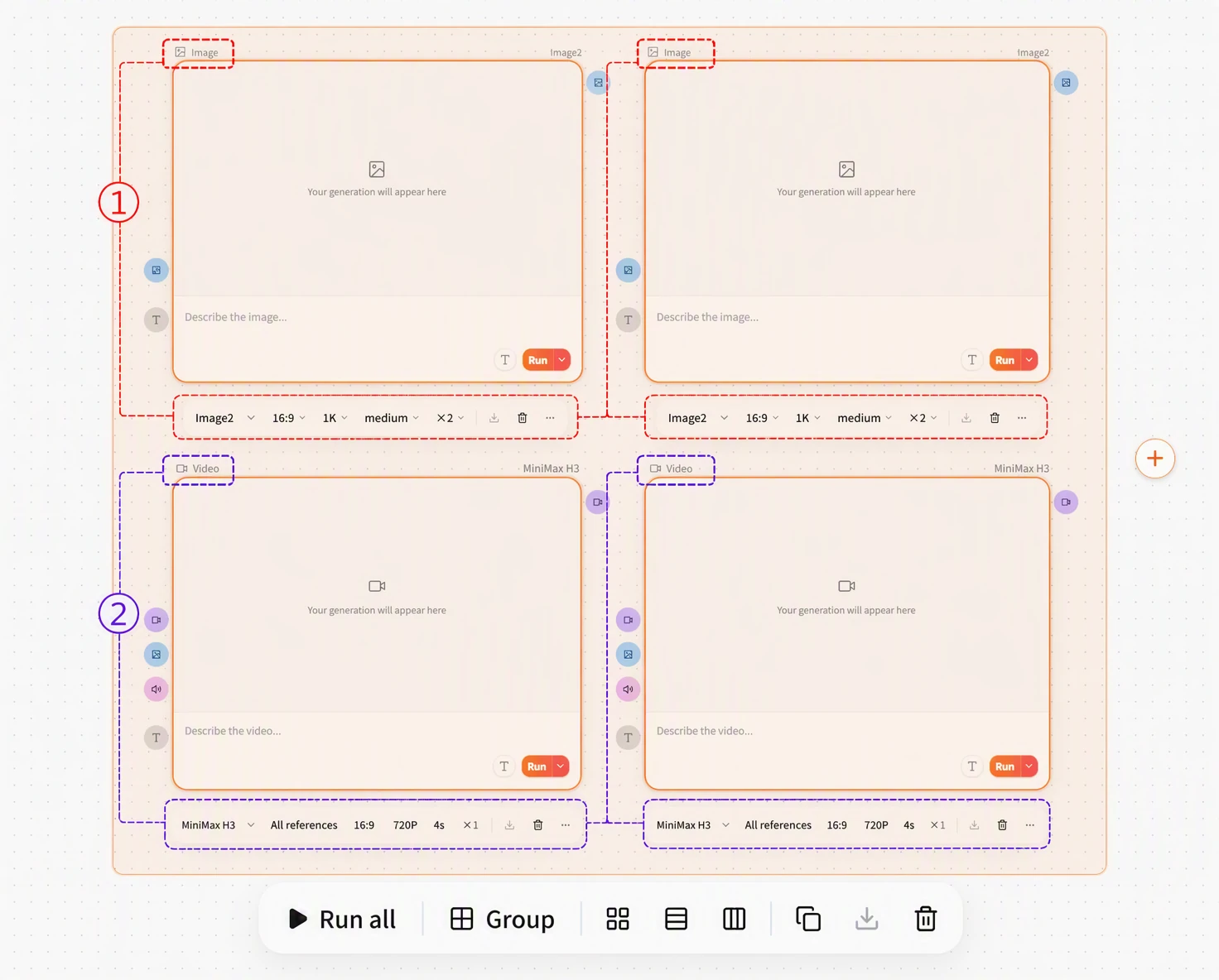 Screenshot of FlowWall AI tutorial: batch modification of nodes of the same type